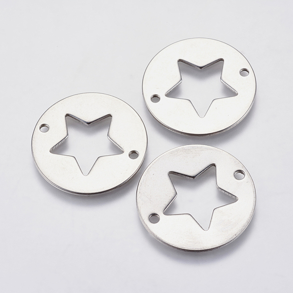 PandaHall 201 Stainless Steel Pentacle Links connectors, Flat Round with Hollow Star, Stainless Steel Color, 25x1mm, Hole: 2mm 201 Stainless...
PandaHall 201 Stainless Steel Pentacle Links connectors, Flat Round with Hollow Star, Stainless Steel Color, 25x1mm, Hole: 2mm 201 Stainless...