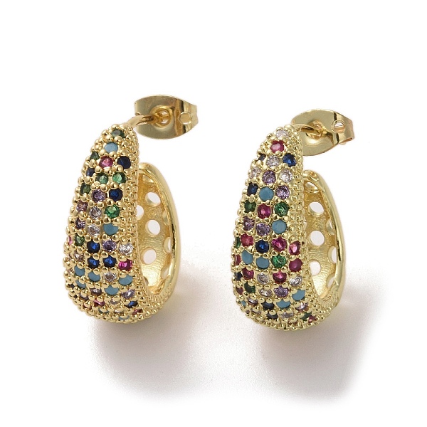 PandaHall Brass Micro Pave Cubic Zirconia Stud Earrings, Half Hoop Earrrings, Colorful, 20x18mm Cubic Zirconia Multicolor
PandaHall Brass Micro Pave Cubic Zirconia Stud Earrings, Half Hoop Earrrings, Colorful, 20x18mm Cubic Zirconia Multicolor