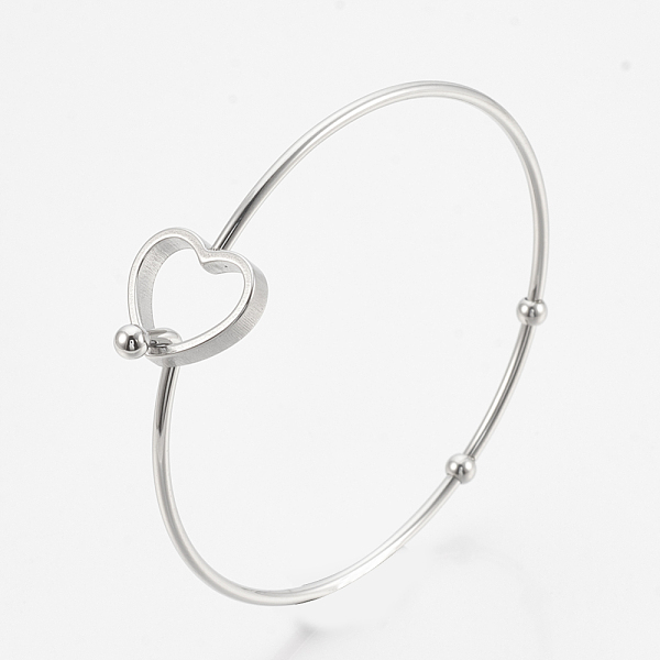 PandaHall 304 Stainless Steel Bangles, with 201 Stainless Steel Beads, Heart, Stainless Steel Color, 2-3/8 inch(6.2cm)x2-3/8 inch(6cm), 2mm...
PandaHall 304 Stainless Steel Bangles, with 201 Stainless Steel Beads, Heart, Stainless Steel Color, 2-3/8 inch(6.2cm)x2-3/8 inch(6cm), 2mm...
