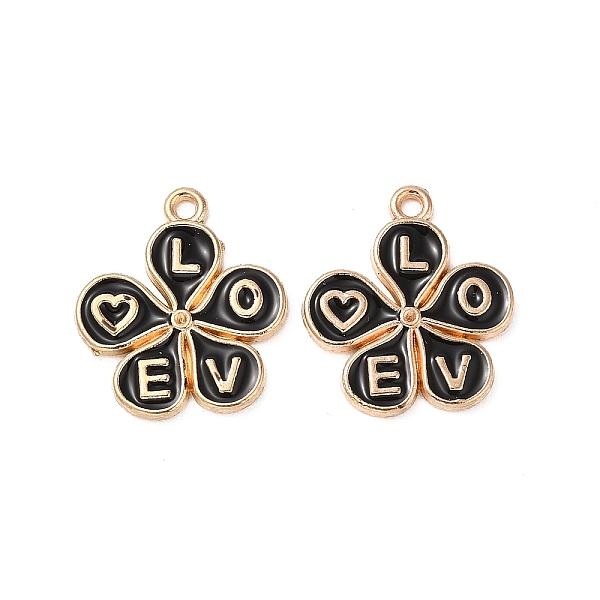 PandaHall Alloy Enamel Pendants, Golden, Flower with Word Love Charm, Black, 22x20x2mm, Hole: 1.8mm Alloy+Enamel Flower Black
PandaHall Alloy Enamel Pendants, Golden, Flower with Word Love Charm, Black, 22x20x2mm, Hole: 1.8mm Alloy+Enamel Flower Black