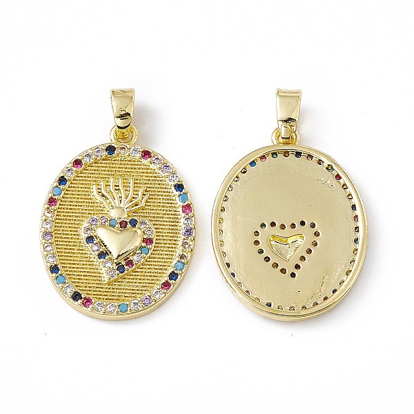 PandaHall Brass Micro Pave Cubic Zirconia Pendants, Oval with Sacred Heart Charm, Mexican Milagro Flaming Holy Heart Pendant, Real 18K Gold...
PandaHall Brass Micro Pave Cubic Zirconia Pendants, Oval with Sacred Heart Charm, Mexican Milagro Flaming Holy Heart Pendant, Real 18K Gold...