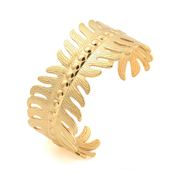 PandaHall Ion Plating(IP) 304 Stainless Steel Open Cuff Bangles, Leaf, Real 18K Gold Plated, Inner Diameter: 2-1/2 inch(6.2cm), 32mm 304...
PandaHall Ion Plating(IP) 304 Stainless Steel Open Cuff Bangles, Leaf, Real 18K Gold Plated, Inner Diameter: 2-1/2 inch(6.2cm), 32mm 304...