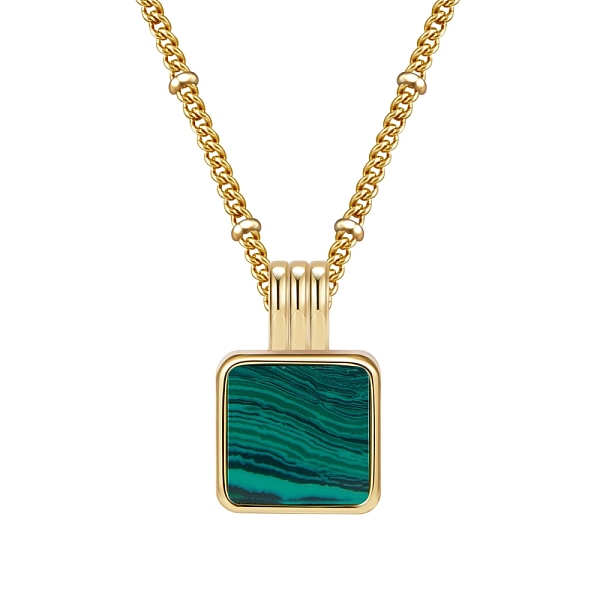 PandaHall SHEGRACE Brass Pendant Necklaces, with Synthetic Malachite and Cable Chains, Square, Real 18K Gold Plated, 16.54 inch(42cm)...
PandaHall SHEGRACE Brass Pendant Necklaces, with Synthetic Malachite and Cable Chains, Square, Real 18K Gold Plated, 16.54 inch(42cm)...