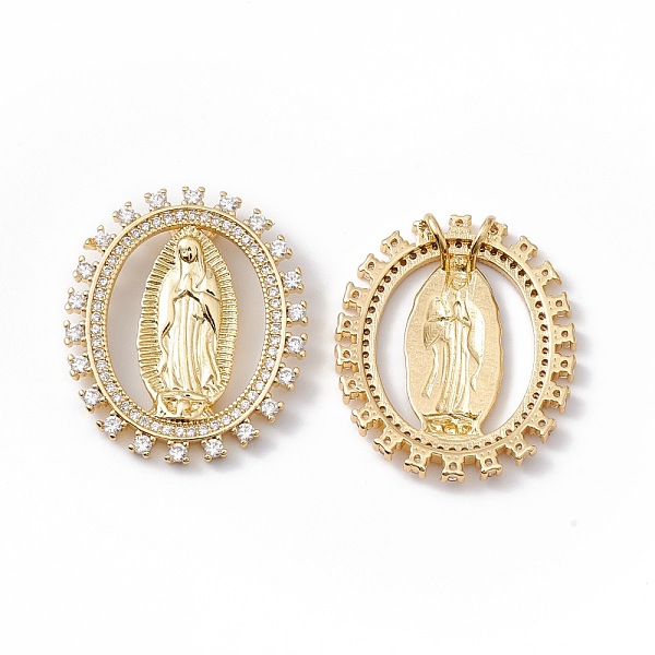 PandaHall Rack Plating Brass Micro Pave Clear Cubic Zirconia Pendants, Cadmium Free & Nickel Free & Lead Free, Oval with Saint, Real 18K...
PandaHall Rack Plating Brass Micro Pave Clear Cubic Zirconia Pendants, Cadmium Free & Nickel Free & Lead Free, Oval with Saint, Real 18K...