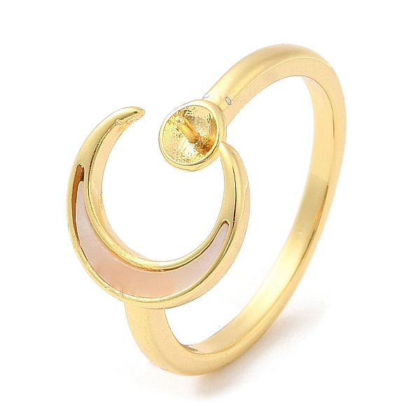 PandaHall Moon Brass with Shell Open Cuff Ring Component, Ring Settings, For Half-drilled Beads, Real 18K Gold Plated, US Size 8 1/4(18.3mm)...
PandaHall Moon Brass with Shell Open Cuff Ring Component, Ring Settings, For Half-drilled Beads, Real 18K Gold Plated, US Size 8 1/4(18.3mm)...