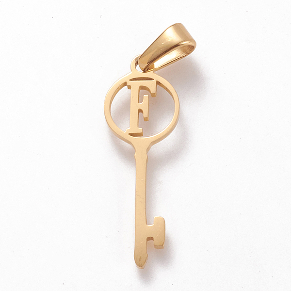 PandaHall 304 Stainless Steel Initial Pendants, Large Hole Pendants, Key with Letter, Golden, Letter.F, 25x8.5x1mm, Hole: 6x2.5mm 304...
PandaHall 304 Stainless Steel Initial Pendants, Large Hole Pendants, Key with Letter, Golden, Letter.F, 25x8.5x1mm, Hole: 6x2.5mm 304...