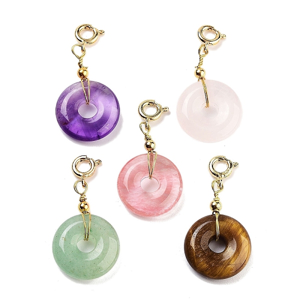 PandaHall Natural & Synthetic Gemstone Donut Pendant Decorations, Brass Clasp Charms Ornaments, 33~34mm Mixed Stone Donut
PandaHall Natural & Synthetic Gemstone Donut Pendant Decorations, Brass Clasp Charms Ornaments, 33~34mm Mixed Stone Donut