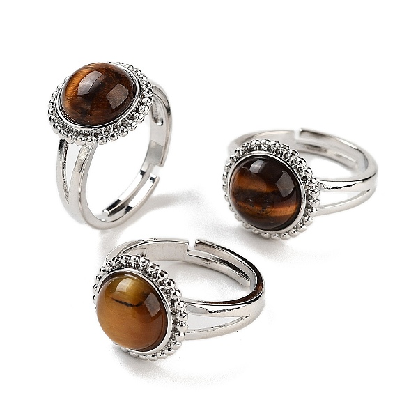 PandaHall Natural Tiger Eye Round Adjustable Rings, Platinum Plated Brass Finger Rings for Men, Inner Diameter: 18mm Tiger Eye Round
PandaHall Natural Tiger Eye Round Adjustable Rings, Platinum Plated Brass Finger Rings for Men, Inner Diameter: 18mm Tiger Eye Round