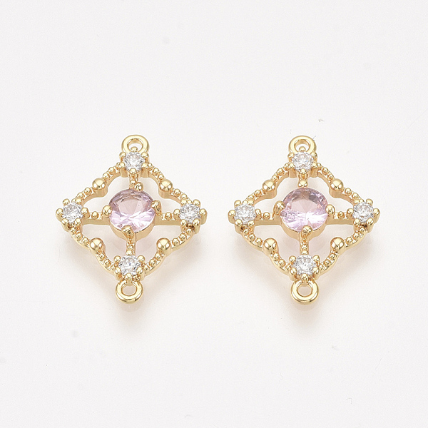 PandaHall Brass Cubic Zirconia Links, Real 18K Gold Plated, Nickel Free, Rhombus, Pink, 17x14x3mm, Hole: 1mm, Diagonal Length: 17mm, Side...
PandaHall Brass Cubic Zirconia Links, Real 18K Gold Plated, Nickel Free, Rhombus, Pink, 17x14x3mm, Hole: 1mm, Diagonal Length: 17mm, Side...