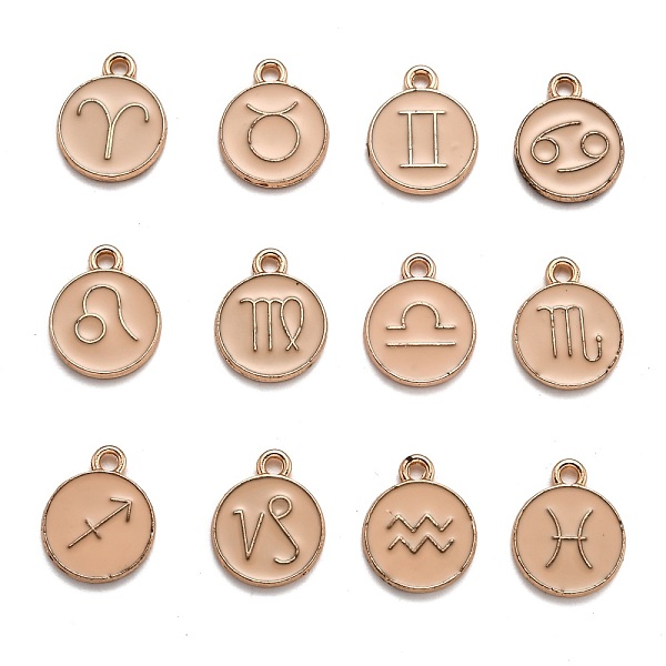 PandaHall Alloy Enamel Pendants, Flat Round with Constellation/Zodiac Sign, Golden, Navajo White, 15x12x2mm, Hole: 1.5mm, about 12pcs/set...
PandaHall Alloy Enamel Pendants, Flat Round with Constellation/Zodiac Sign, Golden, Navajo White, 15x12x2mm, Hole: 1.5mm, about 12pcs/set...
