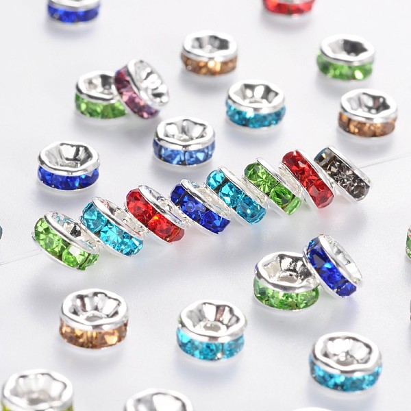 PandaHall Brass Rhinestone Spacer Beads, Grade AAA, Straight Flange, Nickel Free, Silver Color Plated, Rondelle, MIxed Color, 6x3mm, Hole..., Multicolor
PandaHall Brass Rhinestone Spacer Beads, Grade AAA, Straight Flange, Nickel Free, Silver Color Plated, Rondelle, MIxed Color, 6x3mm, Hole..., Multicolor