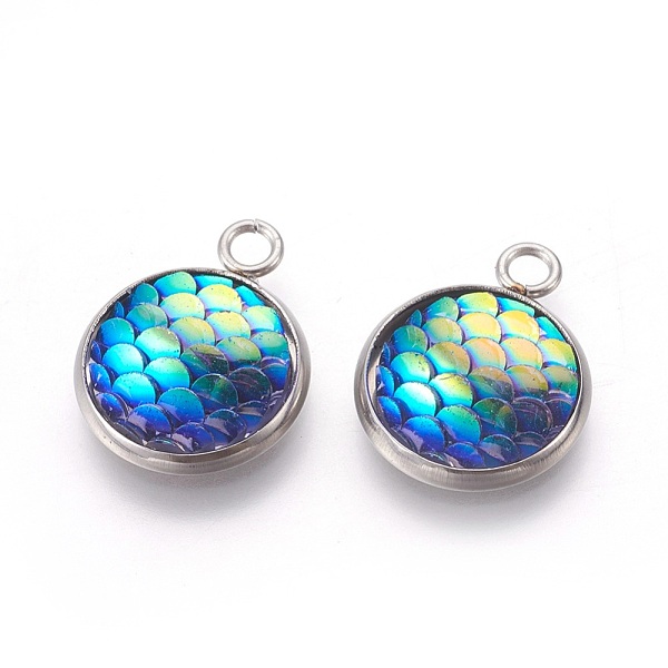 PandaHall Resin Pendants, with 304 Stainless Steel Finding, Flat Round with Mermaid Fish Scale Shaped, Stainless Steel Color, Dodger Blue...
PandaHall Resin Pendants, with 304 Stainless Steel Finding, Flat Round with Mermaid Fish Scale Shaped, Stainless Steel Color, Dodger Blue...