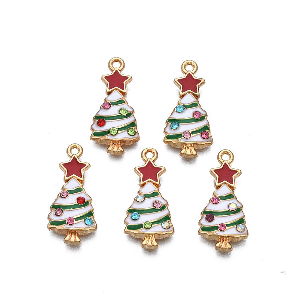 PandaHall Rack Plating Alloy Enamel Pendants, with Rhinestone, Cadmium Free & Nickel Free & Lead Free, Light Gold, Christmas Tree, Green...
PandaHall Rack Plating Alloy Enamel Pendants, with Rhinestone, Cadmium Free & Nickel Free & Lead Free, Light Gold, Christmas Tree, Green...
