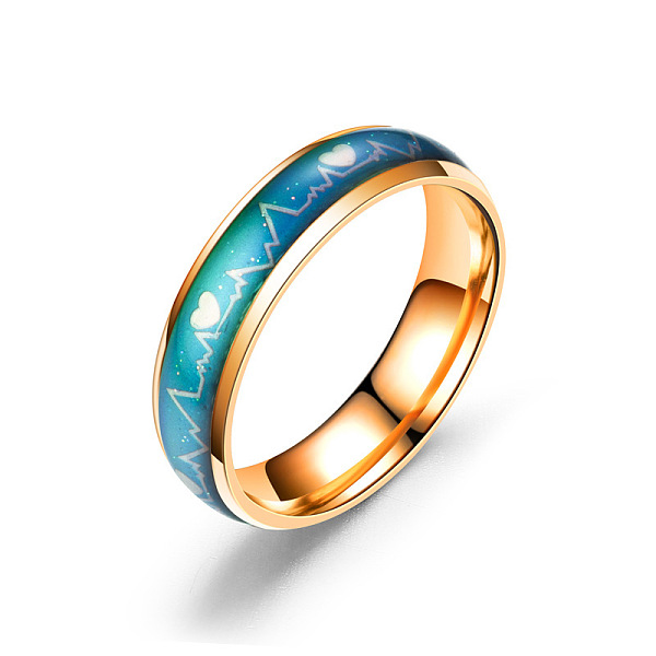 PandaHall Heart Beat Mood Ring, Temperature Change Color Emotion Feeling Stainless Steel Plain Ring for Men Women, Rose Gold, US Size 8...
PandaHall Heart Beat Mood Ring, Temperature Change Color Emotion Feeling Stainless Steel Plain Ring for Men Women, Rose Gold, US Size 8...