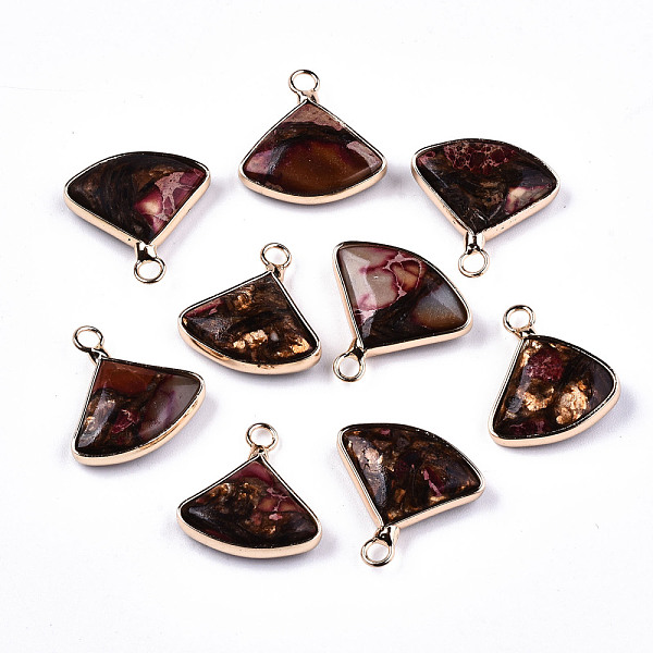 PandaHall Fan Assembled Synthetic Bronzite and Regalite/Imperial Jasper Pendants, with Iron Loop and Brass Edge, Light Gold, Dyed, Indian...
PandaHall Fan Assembled Synthetic Bronzite and Regalite/Imperial Jasper Pendants, with Iron Loop and Brass Edge, Light Gold, Dyed, Indian...