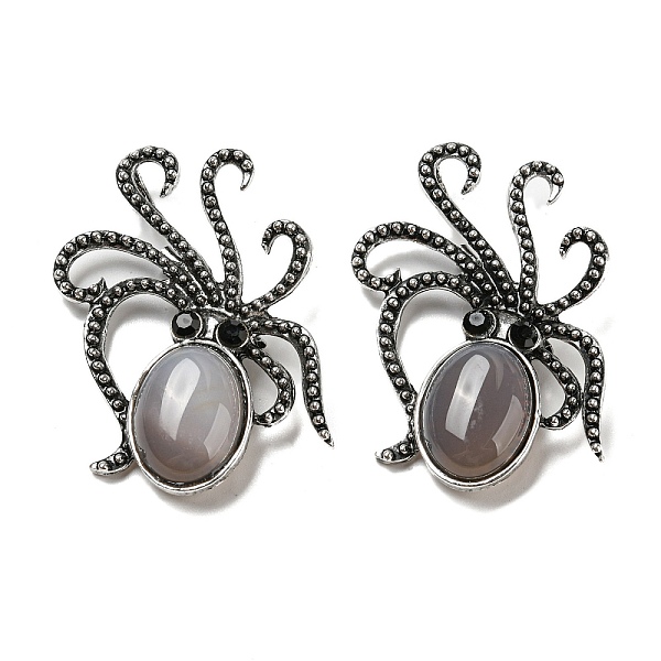 PandaHall Natural Grey Agate Octopus Brooch, Alloy Pave Jet Rhinestone Sea Animal Pins, Antique Silver, 52.5~53x36.5x8~9mm, Hole: 7x4mm Grey..., Black
PandaHall Natural Grey Agate Octopus Brooch, Alloy Pave Jet Rhinestone Sea Animal Pins, Antique Silver, 52.5~53x36.5x8~9mm, Hole: 7x4mm Grey..., Black