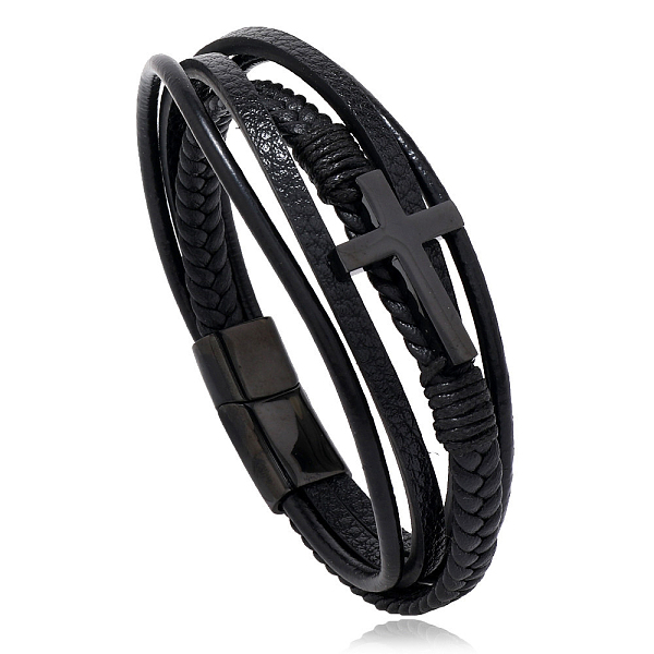 PandaHall Leather Cord Multi-starand Bracelet, Cross Link Bracelet with Stainless Steel Magnetic Clasp for Men Women, Electrophoresis Black...
PandaHall Leather Cord Multi-starand Bracelet, Cross Link Bracelet with Stainless Steel Magnetic Clasp for Men Women, Electrophoresis Black...