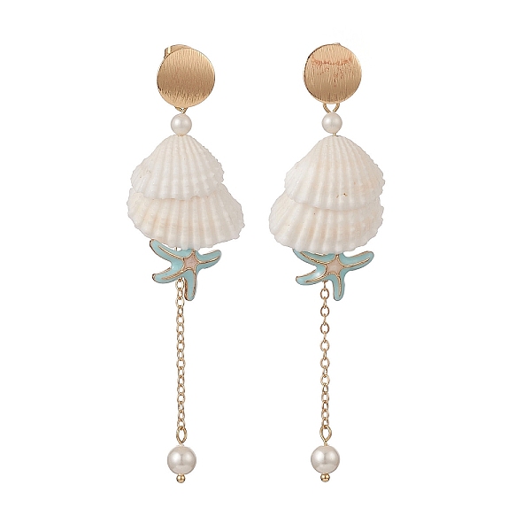 PandaHall Natural Spiral Shell & Shell Pearl Dangle Stud Earrings, Brass Starfish Tassel Earrings for Women, Golden, 87mm, Pin: 1mm Shell...
PandaHall Natural Spiral Shell & Shell Pearl Dangle Stud Earrings, Brass Starfish Tassel Earrings for Women, Golden, 87mm, Pin: 1mm Shell...