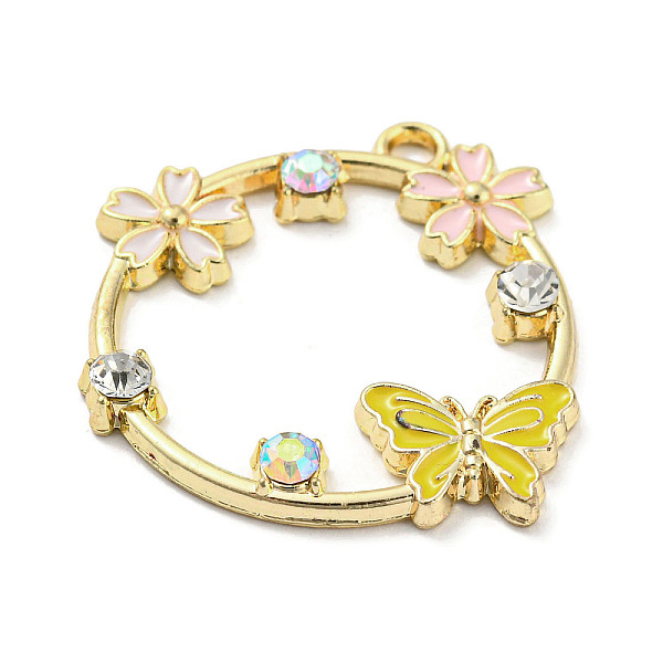 PandaHall Alloy Enamel Pendants, with Rhinestone, Golden, Ring with Flower Charm, Butterfly, 28x28x3mm, Hole: 2mm Alloy Rhinestone+Enamel...
PandaHall Alloy Enamel Pendants, with Rhinestone, Golden, Ring with Flower Charm, Butterfly, 28x28x3mm, Hole: 2mm Alloy Rhinestone+Enamel...