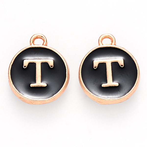 PandaHall Golden Plated Alloy Charms, Cadmium Free & Lead Free, with Enamel, Enamelled Sequins, Flat Round with Letter, Black, Letter.T...
PandaHall Golden Plated Alloy Charms, Cadmium Free & Lead Free, with Enamel, Enamelled Sequins, Flat Round with Letter, Black, Letter.T...