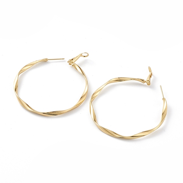 PandaHall Brass Hoop Earrings, with Steel Pin, Long-Lasting Plated, Twist Ring, Real 18K Gold Plated, 51x50x2.2mm, Pin: 0.8mm Brass Ring
PandaHall Brass Hoop Earrings, with Steel Pin, Long-Lasting Plated, Twist Ring, Real 18K Gold Plated, 51x50x2.2mm, Pin: 0.8mm Brass Ring
