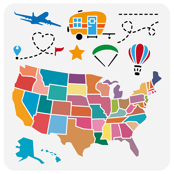 PandaHall FINGERINSPIRE United States Travel Maps Stencil 11.8x11.8 inch United States Outline Map Stencil Plastic Planes Cars Parachutes...
PandaHall FINGERINSPIRE United States Travel Maps Stencil 11.8x11.8 inch United States Outline Map Stencil Plastic Planes Cars Parachutes...