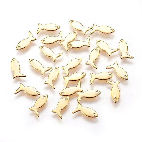 PandaHall 201 Stainless Steel Charms, Fish, Golden, 6.5x11.5x0.5mm, Hole: 1mm 201 Stainless Steel Fish
PandaHall 201 Stainless Steel Charms, Fish, Golden, 6.5x11.5x0.5mm, Hole: 1mm 201 Stainless Steel Fish