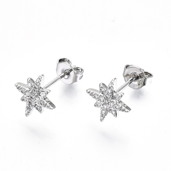 PandaHall Brass Micro Pave Clear Cubic Zirconia Stud Earrings, with Ear Nuts, Nickel Free, Star, Platinum, 9x9mm, Pin: 0.7mm Brass Star...
PandaHall Brass Micro Pave Clear Cubic Zirconia Stud Earrings, with Ear Nuts, Nickel Free, Star, Platinum, 9x9mm, Pin: 0.7mm Brass Star...