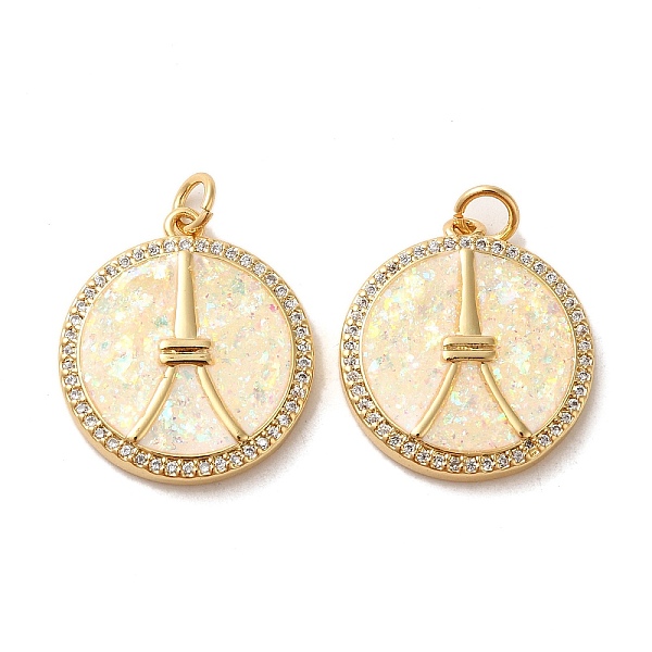 PandaHall Flat Round with Peace sign & Tower Brass Micro Pave Cubic Zirconia with Synthetic Opal Pendants, with Jump Ring, Real 18K Gold...
PandaHall Flat Round with Peace sign & Tower Brass Micro Pave Cubic Zirconia with Synthetic Opal Pendants, with Jump Ring, Real 18K Gold...