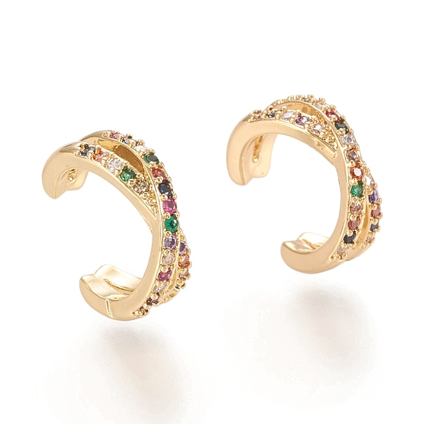 PandaHall Brass Micro Pave Cubic Zirconia Cuff Earrings, Colorful, Real 18K Gold Plated, 10x5mm Cubic Zirconia
PandaHall Brass Micro Pave Cubic Zirconia Cuff Earrings, Colorful, Real 18K Gold Plated, 10x5mm Cubic Zirconia