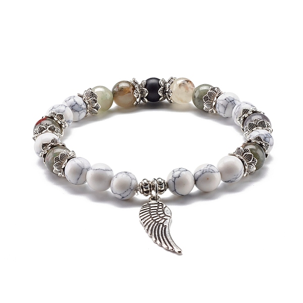 PandaHall Round Mixed Gemstone Beads Energy Stretch Bracelet for Girl Women, Wing Alloy Charm Bracelet, Antique Silver, Inner Diameter...
PandaHall Round Mixed Gemstone Beads Energy Stretch Bracelet for Girl Women, Wing Alloy Charm Bracelet, Antique Silver, Inner Diameter...