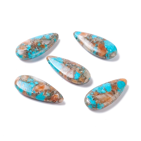 PandaHall Assembled Synthetic Turquoise & Natural Orange Quartz Pendants, with Brass Line, Teardrop, 35x15x6mm Synthetic Turquoise Teardrop
PandaHall Assembled Synthetic Turquoise & Natural Orange Quartz Pendants, with Brass Line, Teardrop, 35x15x6mm Synthetic Turquoise Teardrop