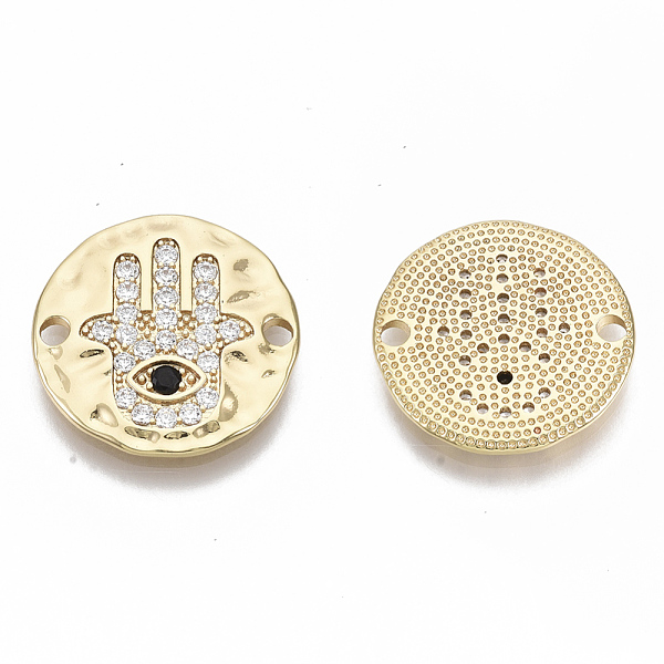 PandaHall Brass Micro Pave Clear Cubic Zirconia Links, Nickel Free, Flat Round with Hamsa Hand/Hand of Fatima/Hand of Miriam & Eye, Real 18K...
PandaHall Brass Micro Pave Clear Cubic Zirconia Links, Nickel Free, Flat Round with Hamsa Hand/Hand of Fatima/Hand of Miriam & Eye, Real 18K...