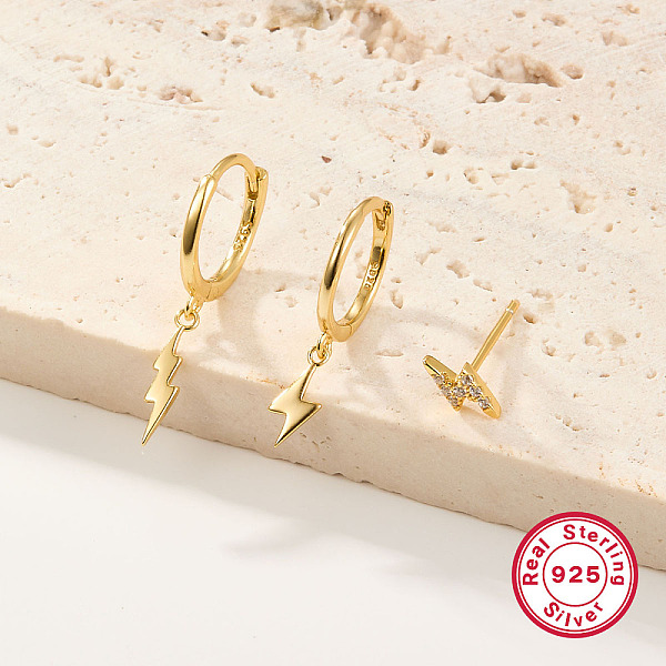 PandaHall 3 Pair 3 Style 925 Sterling Silver Lighting Dangle Hoop Earrings & Cubic Zirconia Stud Earrings, Real 18K Gold Plated, 20mm, 25mm...
PandaHall 3 Pair 3 Style 925 Sterling Silver Lighting Dangle Hoop Earrings & Cubic Zirconia Stud Earrings, Real 18K Gold Plated, 20mm, 25mm...