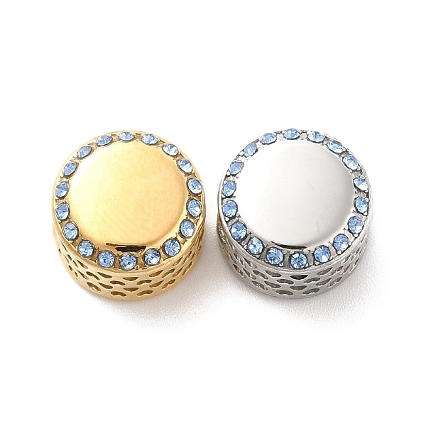 PandaHall 304 Stainless Steel European Beads, with Rhinestone, Large Hole Beads, Golden & Stainless Steel Color, Flat Round, Light Sapphire..., Blue
PandaHall 304 Stainless Steel European Beads, with Rhinestone, Large Hole Beads, Golden & Stainless Steel Color, Flat Round, Light Sapphire..., Blue