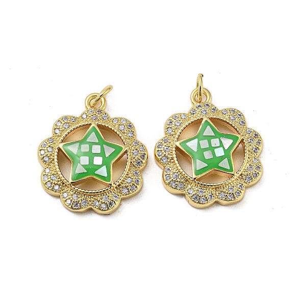 PandaHall Brass Micro Pave Cubic Zirconia Pendants, with Enamel Shell, Flower with Star, Medium Sea Green, 21x18x4.5mm Brass+Cubic...
PandaHall Brass Micro Pave Cubic Zirconia Pendants, with Enamel Shell, Flower with Star, Medium Sea Green, 21x18x4.5mm Brass+Cubic...