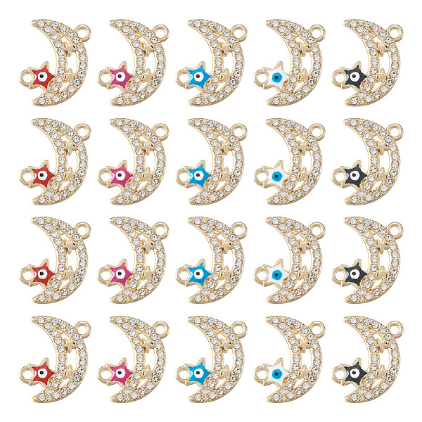PandaHall 20Pcs 5 Colors Moon Alloy Enamel Connector Charms, Evil Eye Star Links, with Crystal Rhinestone, Light Gold, Mixed Color..., Multicolor
PandaHall 20Pcs 5 Colors Moon Alloy Enamel Connector Charms, Evil Eye Star Links, with Crystal Rhinestone, Light Gold, Mixed Color..., Multicolor