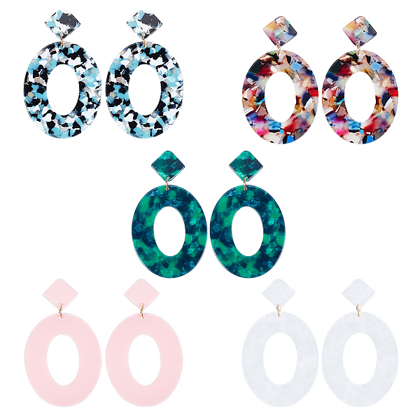 PandaHall ANATTASOUL 5 Pair 5 Color Acrylic Hollow Oval Dangle Stud Earrings with Steel Iron Pins for Women, Mixed Color, 67.5x40mm, 1..., Multicolor
PandaHall ANATTASOUL 5 Pair 5 Color Acrylic Hollow Oval Dangle Stud Earrings with Steel Iron Pins for Women, Mixed Color, 67.5x40mm, 1..., Multicolor