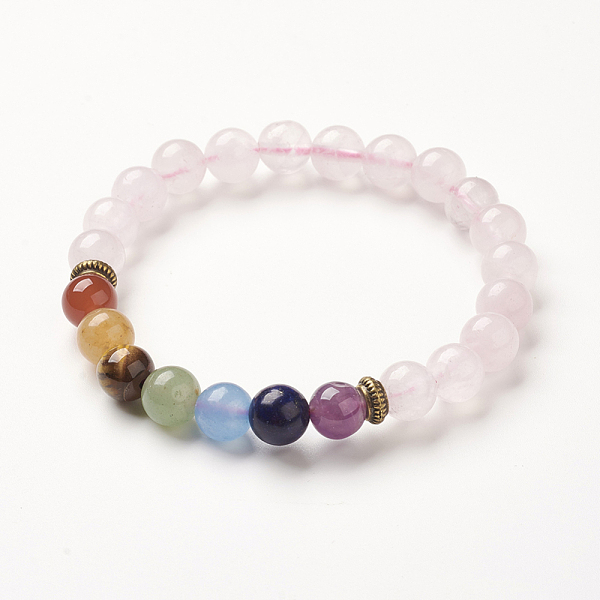 PandaHall Yoga Chakra Jewelry, Natural Rose Quartz Beads Stretch Bracelets, 2-1/8~2-3/8 inch(55~60mm) Rose Quartz
PandaHall Yoga Chakra Jewelry, Natural Rose Quartz Beads Stretch Bracelets, 2-1/8~2-3/8 inch(55~60mm) Rose Quartz