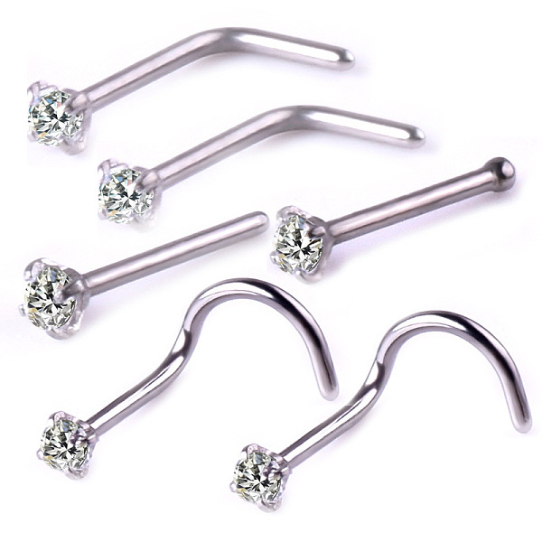PandaHall 6Pcs 6 Style Clear Cubic Zirconia Nose Studs, 316 Surgical Stainless Steel Fishtail & L-shape & Nose Bone Rings, Nose Piercing...
PandaHall 6Pcs 6 Style Clear Cubic Zirconia Nose Studs, 316 Surgical Stainless Steel Fishtail & L-shape & Nose Bone Rings, Nose Piercing...