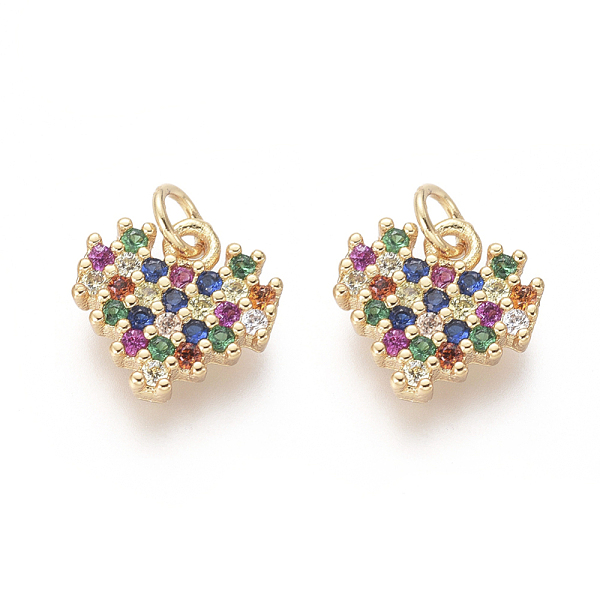 PandaHall Golden Plated Brass Charms, with Cubic Zirconia and Jump Rings, Heart, Colorful, 10x10x2mm, Hole: 2.5mm Brass+Cubic Zirconia Heart
PandaHall Golden Plated Brass Charms, with Cubic Zirconia and Jump Rings, Heart, Colorful, 10x10x2mm, Hole: 2.5mm Brass+Cubic Zirconia Heart