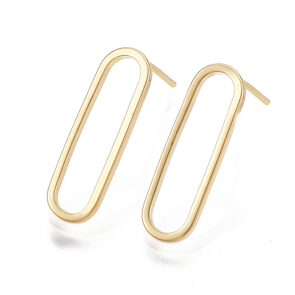 PandaHall Brass Stud Earrings, Nickel Free, Real 18K Gold Plated, Oval, 20x6mm, Pin: 0.8mm Brass
PandaHall Brass Stud Earrings, Nickel Free, Real 18K Gold Plated, Oval, 20x6mm, Pin: 0.8mm Brass