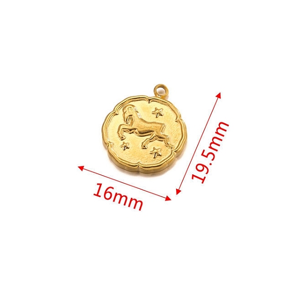 PandaHall Stainless Steel Pendant, Golden, Flat Round with Constellation Charm, Aries, 19.5x16mm Stainless Steel Aries
PandaHall Stainless Steel Pendant, Golden, Flat Round with Constellation Charm, Aries, 19.5x16mm Stainless Steel Aries