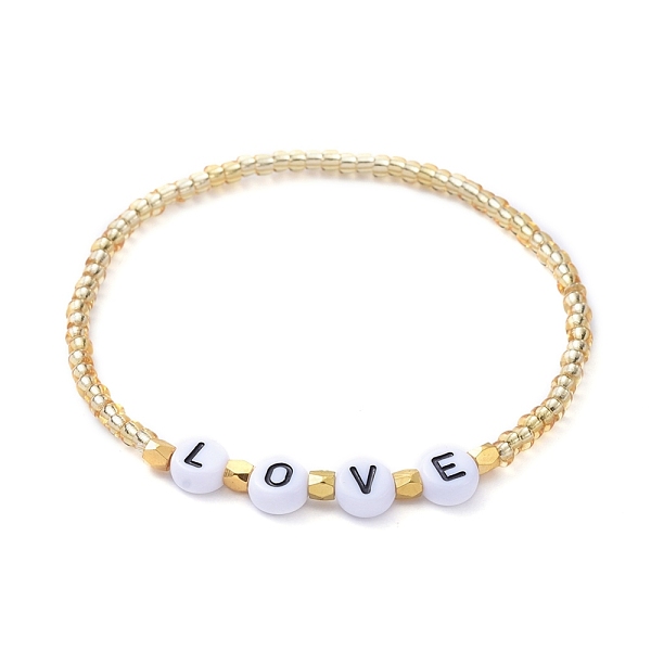 PandaHall Glass Seed Beads Stretch Bracelets, for Valentine's Day, with Acrylic Beads and Golden Plated Brass Spacer Beads, Word Love, Gold...
PandaHall Glass Seed Beads Stretch Bracelets, for Valentine's Day, with Acrylic Beads and Golden Plated Brass Spacer Beads, Word Love, Gold...