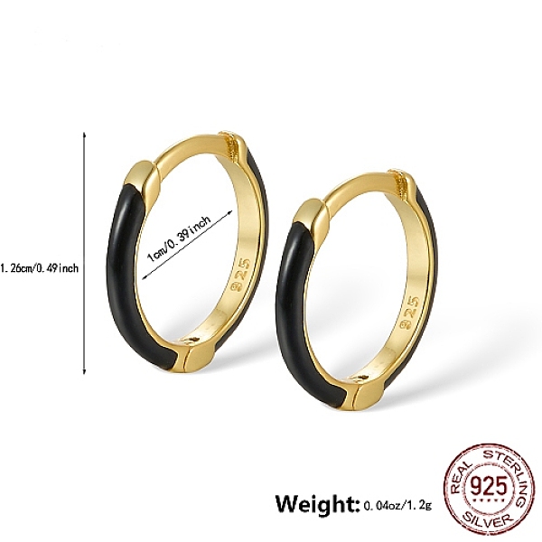 PandaHall Real 18K Gold Plated 925 Sterling Silver Enamel Hoop Earrings, with 925 Stamp, Black, 12.6mm Sterling Silver Ring Black
PandaHall Real 18K Gold Plated 925 Sterling Silver Enamel Hoop Earrings, with 925 Stamp, Black, 12.6mm Sterling Silver Ring Black