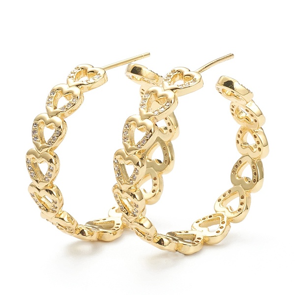 PandaHall Heart Brass Micro Pave Clear Cubic Zirconia Hoop Earrings, Long-Lasting Plated, Real 18K Gold Plated, 7x30mm, Pin: 0.8mm Brass
PandaHall Heart Brass Micro Pave Clear Cubic Zirconia Hoop Earrings, Long-Lasting Plated, Real 18K Gold Plated, 7x30mm, Pin: 0.8mm Brass