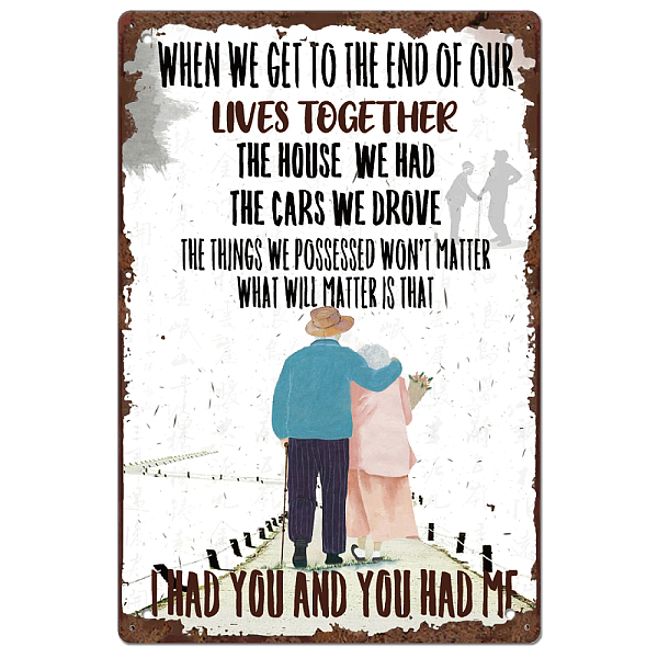 PandaHall SUPERDANT Tin Sign Old Couple's Backs Vintage Metal Signs I Had You and You Had Me Metal Poster for Home Outdoor Garden Farm...
PandaHall SUPERDANT Tin Sign Old Couple's Backs Vintage Metal Signs I Had You and You Had Me Metal Poster for Home Outdoor Garden Farm...