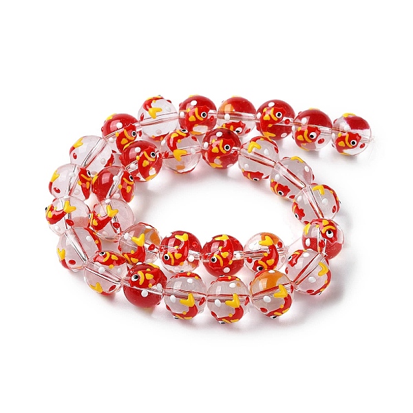 PandaHall Chinese Style Transparent Glass Enamel Beads Strands, Round with Pattern, Fish, 12~13x11.5mm, Hole: 1.6mm, about 30pcs/strand..., Red
PandaHall Chinese Style Transparent Glass Enamel Beads Strands, Round with Pattern, Fish, 12~13x11.5mm, Hole: 1.6mm, about 30pcs/strand..., Red