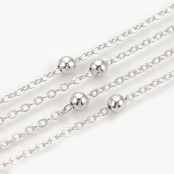 PandaHall 3.28 Feet Brass Cable Chains, Satellite Chains, with Round Beads, Soldered, Flat Oval, Real Platinum Plated, 2x1.5x0.2mm Brass
PandaHall 3.28 Feet Brass Cable Chains, Satellite Chains, with Round Beads, Soldered, Flat Oval, Real Platinum Plated, 2x1.5x0.2mm Brass