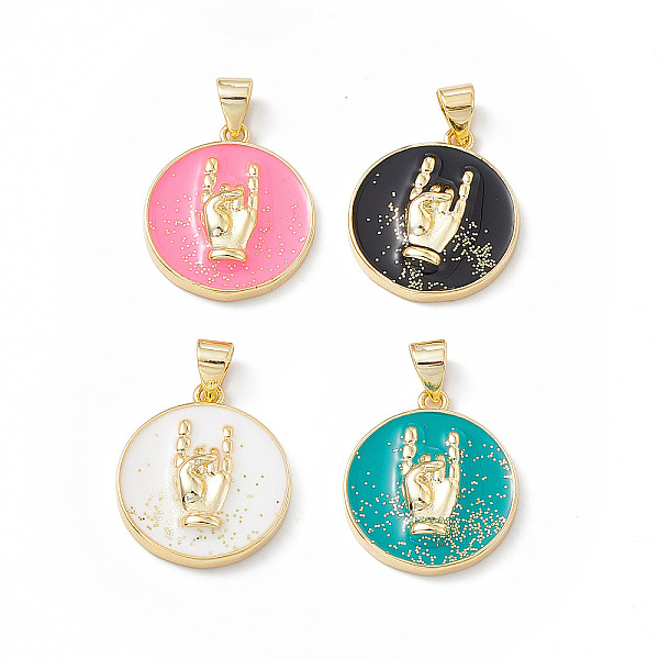PandaHall Rack Plating Brass Enamel Pendants, with Glitter Powder, Long-Lasting Plated, Real 18K Gold Plated, Flat Round with Rock Hand..., Multicolor
PandaHall Rack Plating Brass Enamel Pendants, with Glitter Powder, Long-Lasting Plated, Real 18K Gold Plated, Flat Round with Rock Hand..., Multicolor